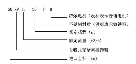 自吸无堵塞排污泵型号意义